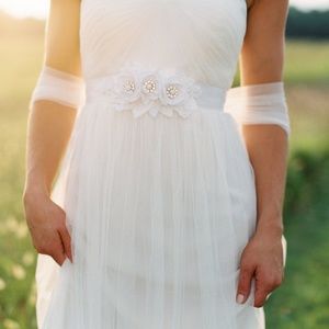 Flower Lace Dress Sash. Bridal Gown Flower Sash